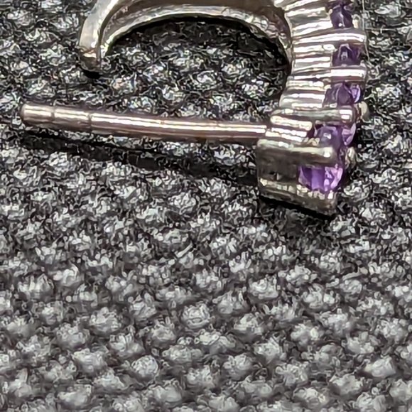 Amethyst and Sterling Half Hoops - Picture 2 of 2